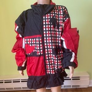 VTG 90s RED BLACK WHITE SCOTTY DOG GRAPHIC WINDBREAKER JACKET SIZE MEDIUM KIDS